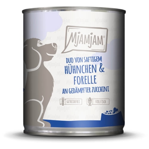 MjAMjAM DUO von saftigem Hühnchen & Forelle an gedämpfter Zucchini